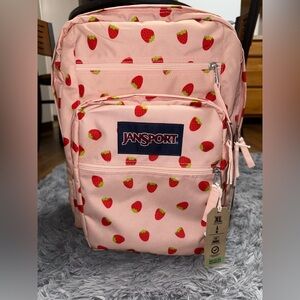 New Jansport Big Student Strawberry Shower Pink Backpack XL